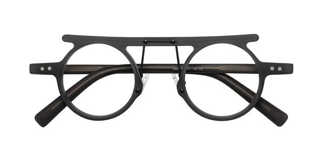Matte Gray Geek-Chic Nose Pads Acetate Round Eyeglasses - Deer