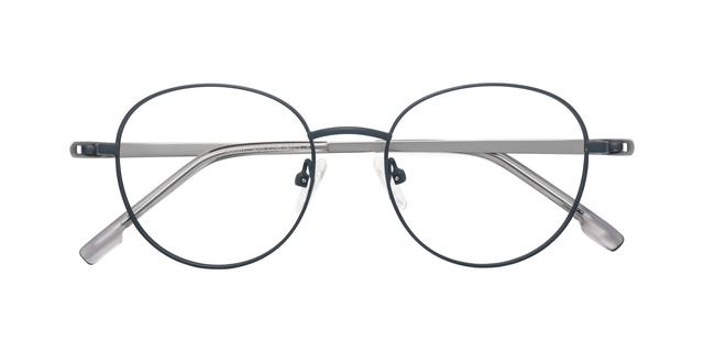 Stone Blue Retro-Vintage Low Bridge Fit Metal Round Reading Glasses - Bean