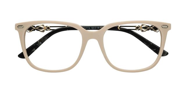 Ivory pink Hipster Acetate Trapezoid Full-Rim Reading Glasses - Dahlia