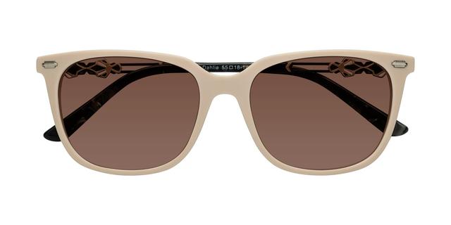 Ivory pink Hipster Acetate Trapezoid Tinted Sunglasses with Brown Sunwear Lenses - Dahlia