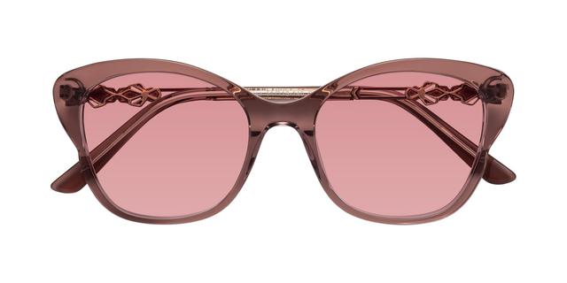 Mauve Taupe Narrow Acetate Butterfly Tinted Sunglasses with Medium Garnet Sunwear Lenses - Azalea