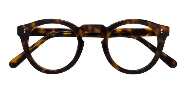 Tortoise Narrow Keyhole Bridge Retro-Vintage Round Blue Light Glasses - Annie