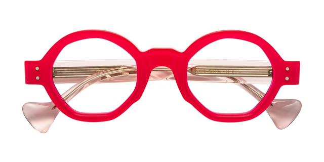 Neon Red Retro-Vintage Designer Acetate Round Blue Light Glasses - Tzivara