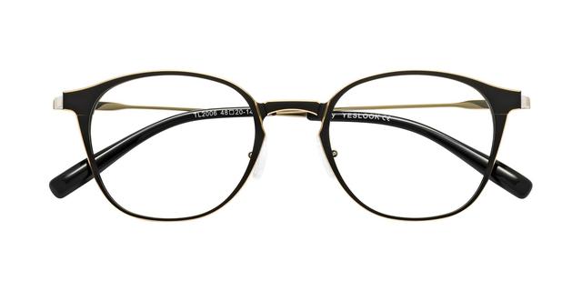 Metallic Black/Gold Keyhole Bridge Flexible Magnesium Alloy Round Reading Glasses - Lzzy