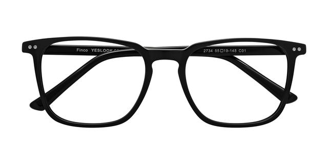 Black Keyhole Bridge Lightweight Acetate Square Blue Light Glasses - Finco