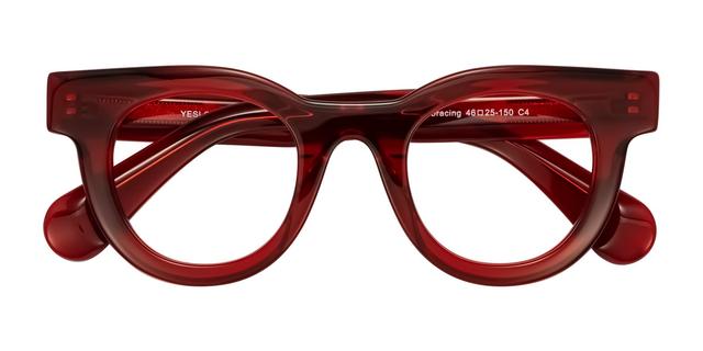 Wine Thick Hipster Acetate Round Blue Light Glasses - Embracing