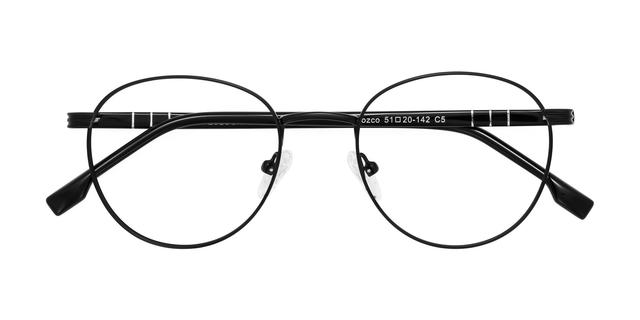 Matte Black/Black Narrow Retro-Vintage Metal Round Blue Light Glasses - Orozco