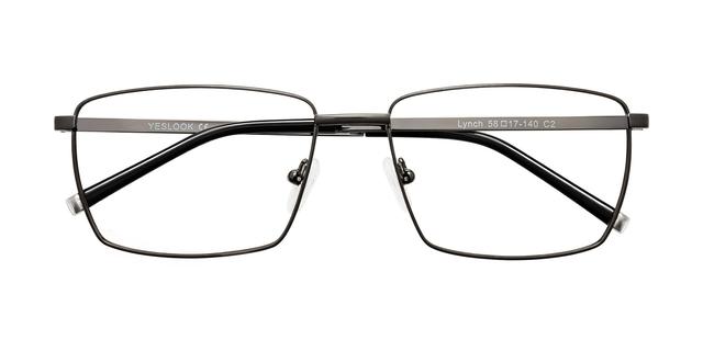 Gunmetal Classic Low Bridge Fit Metal Rectangle Blue Light Glasses - Lynch