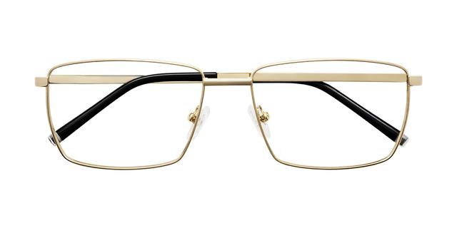 Gold Classic Low Bridge Fit Metal Rectangle Blue Light Glasses - Lynch