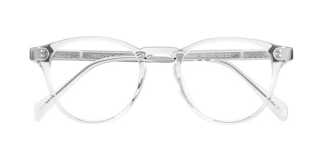 Clear Classic Retro-Vintage Plastic Round Blue Light Glasses - Dayen