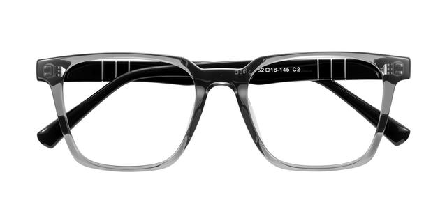 Gray/Black Hipster Plastic Square Full-Rim Blue Light Glasses - Doelum