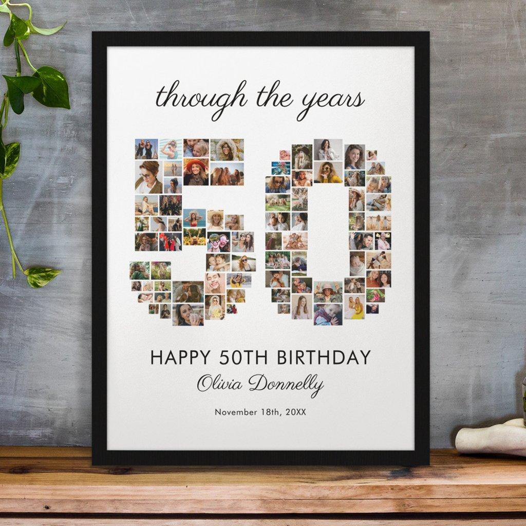 50th Happy Birthday Photo Collage Poster