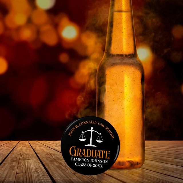 Black Orange Law School Graduation Keepsake Bottle Opener