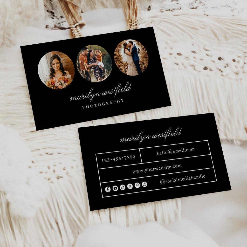 Boho 3 Photo Freelance Business Card