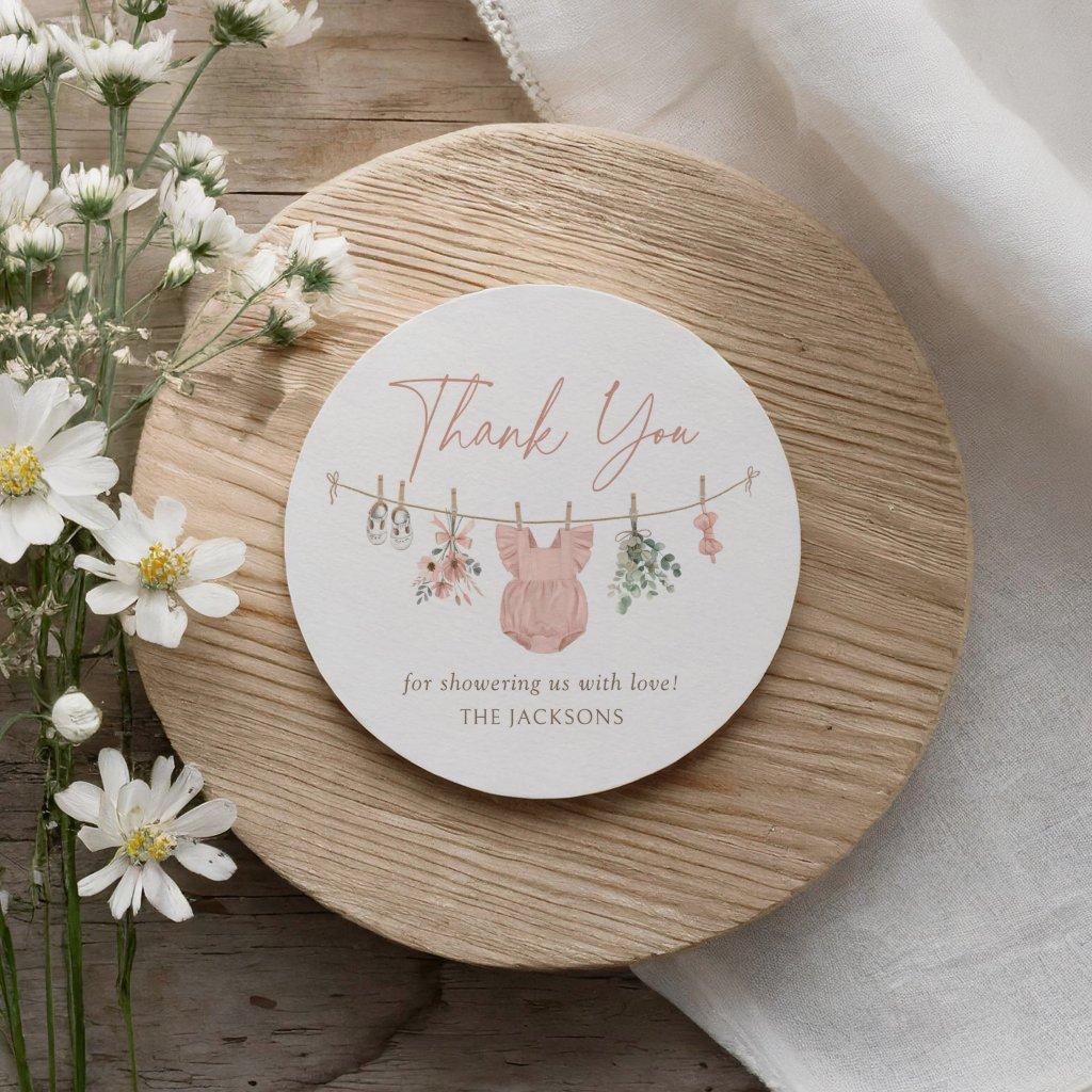 Boho Girl Baby Clothes Baby Shower Classic Round Sticker