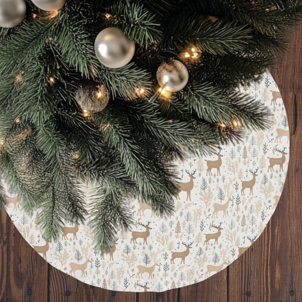 Elegant Christmas Deer Brushed Polyester Tree Skirt