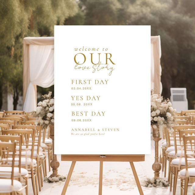 Elegant  Classic  White  Welcome To Our Love Story Foam Board