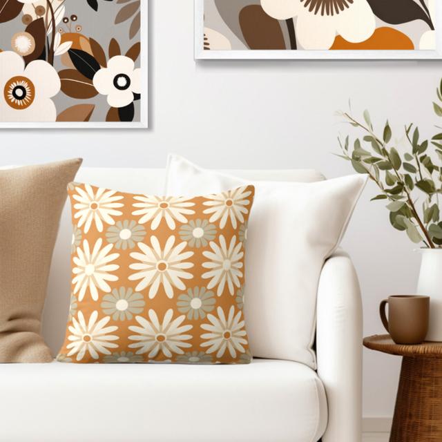 Floral Retro Throw Pillow