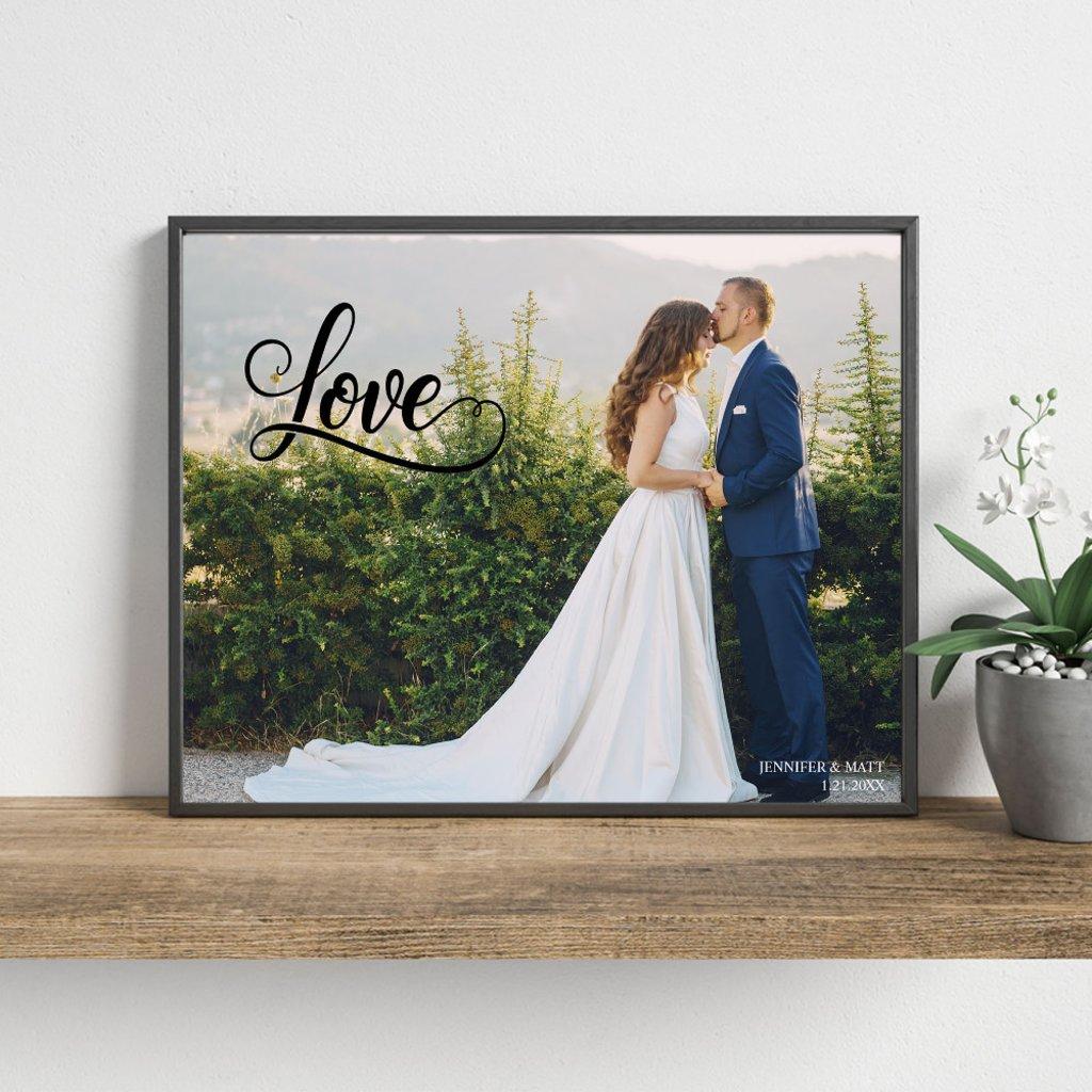 Love Elegant Script Wedding Photo Wall Art