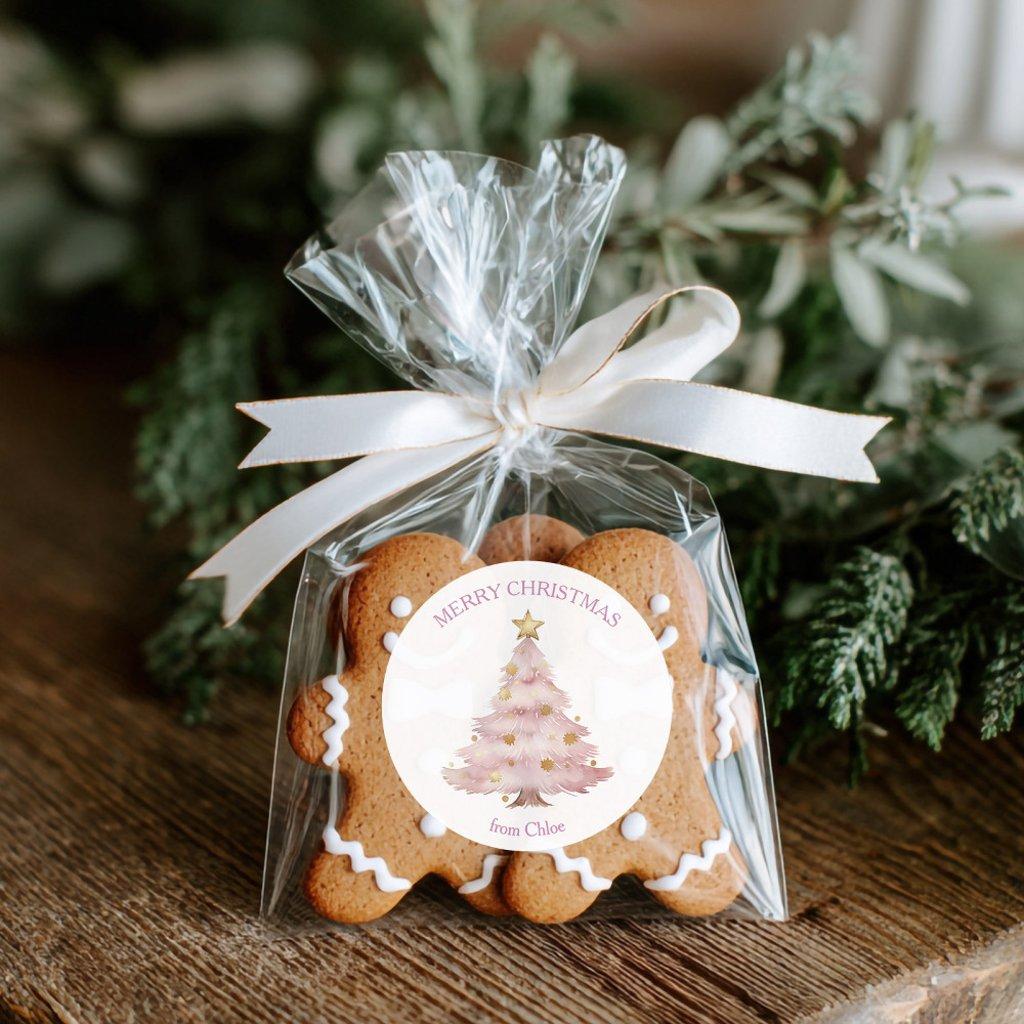 Pink Christmas Tree Classic Round Sticker