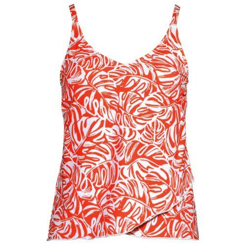 Long Tulip Hem Tankini Top, Women, size: 10 12, regular, Orange, Nylon-blend, by Lands' End
