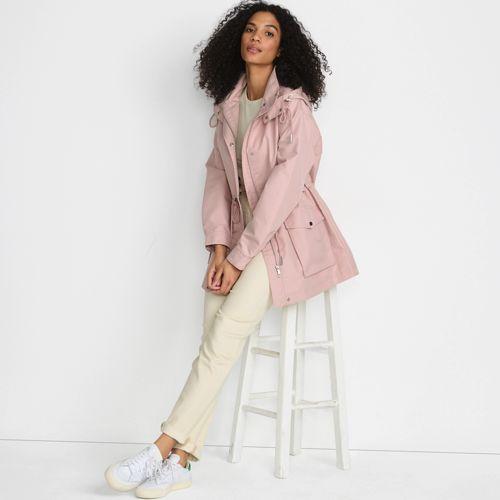 Water Resistant Longline Cotton Jacket, Women, size: 14-16, regular, Pink, by Lands' End