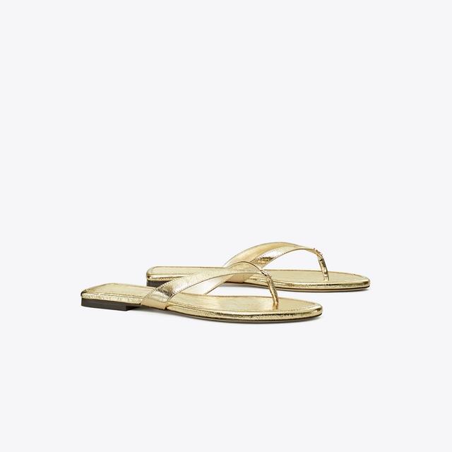 Tory Burch Women's Classic Flip-Flop in Gold, size 4.5