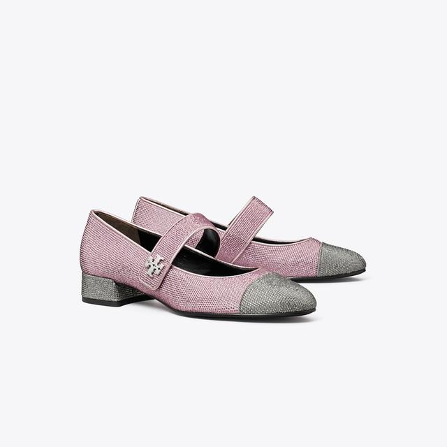 Tory Burch Women's Cap-Toe Mary Jane Pavé Heeled Ballet, size 8.5