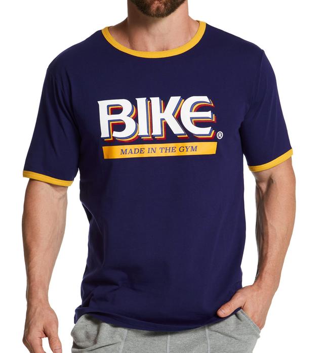 Bike Men's Classic Ringer Cotton-Blend T-Shirt in Blue (BAM111) | Size XL | HisRoom.com