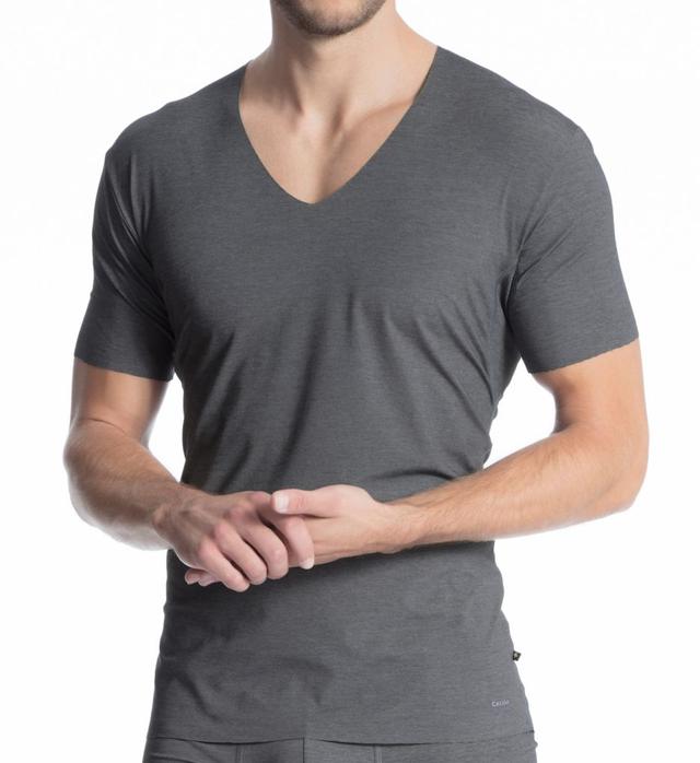 Calida Men's Fresh Cotton V-Neck T-Shirt in Black (14586) | Size Small | HisRoom.com