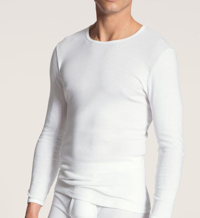 Calida Men's Cotton Classic Long Sleeve T-Shirt in White (16910) | Size XL | HisRoom.com