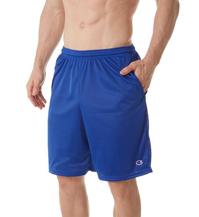 Champion Men's Long Mesh Short with Pockets in Blue (81622) | Size Large | HisRoom.com