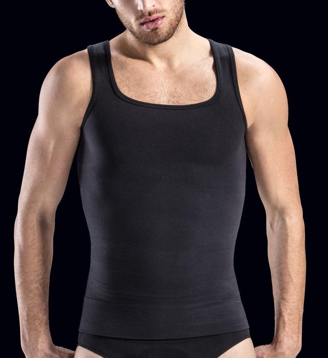 FarmaCell Men's Cotton Total Body Compression Shaping Tank Top in Black (418) | Size Medium | HisRoom.com