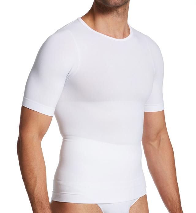 FarmaCell Men's Cotton Short Sleeve Tummy Control Shaping T-Shirt in White (419) | Size Large | HisRoom.com