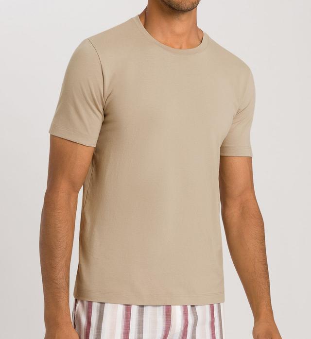 Hanro Men's Living Short Sleeve Crew Neck T-Shirt in Beige (75050) | Size XL | HisRoom.com