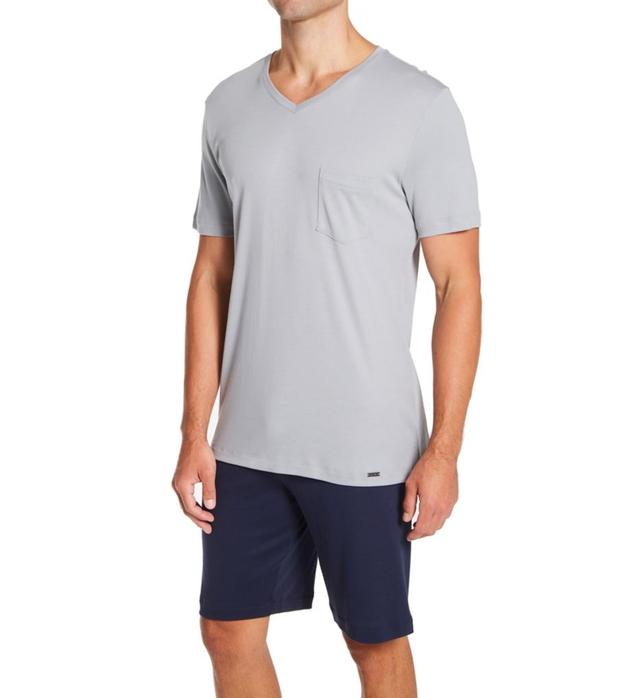 Hanro Men's Night and Day Short Sleeve Pajama Set in Gray (75440) | Size Large | HisRoom.com