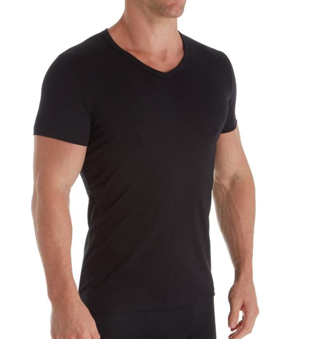 HOM Men's Classic Cotton Blend V-Neck T-Shirt in Black (400206) | Size Small | HisRoom.com