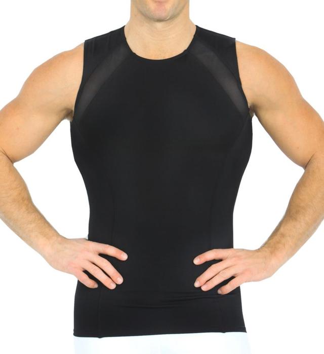 Insta Slim Men's Power Mesh Compression Tank Top w/ Back & Side Support in Black (MSC2307) | Size XL | HisRoom.com