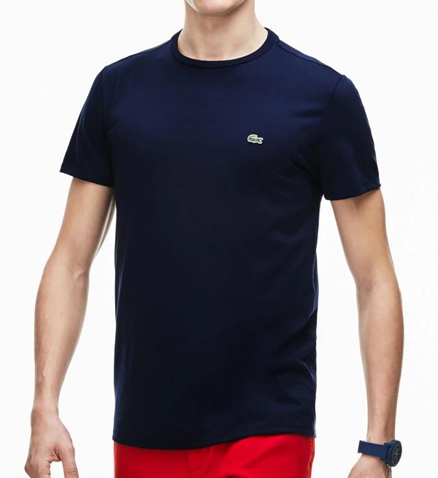 Lacoste Men's Pima Short Sleeve Crew Neck T-Shirt in Blue (TH6709) | Size 4XL | HisRoom.com