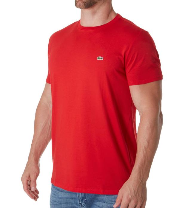 Lacoste Men's Pima Short Sleeve Crew Neck T-Shirt in Red (TH6709) | Size 3XL | HisRoom.com