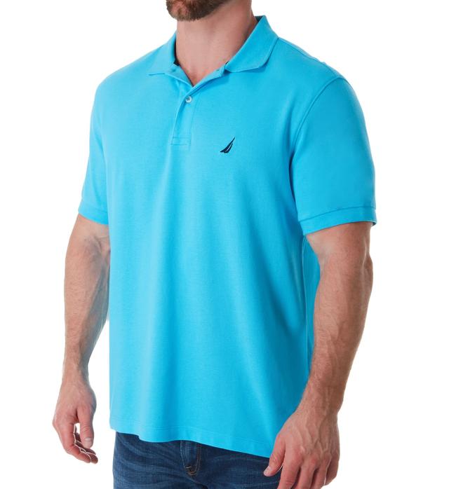 Nautica Men's Pique Cotton Short Sleeve Deck Polo in Blue (K51701) | Size Large | HisRoom.com