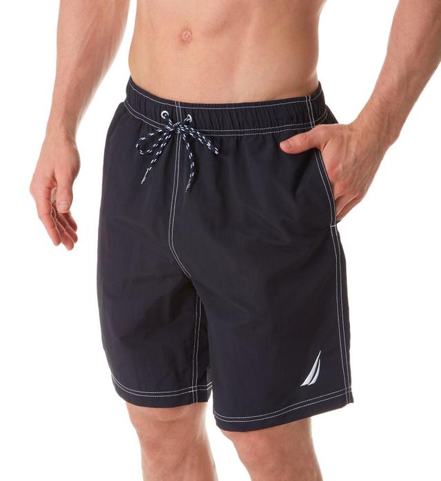Nautica Men's Quick Dry Signature Swim Trunk in Black (T71053) | Size Small | HisRoom.com