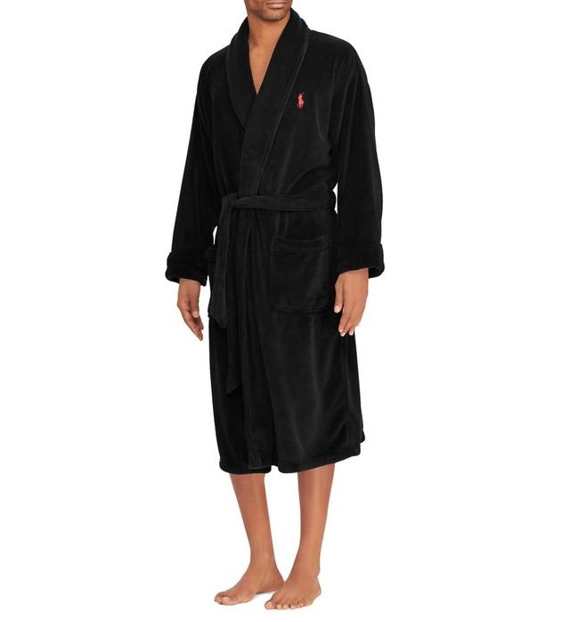 Polo Ralph Lauren Men's Microfiber Shawl Collar Plush Robe in Black (P297RL) | Size Small/Medium | HisRoom.com