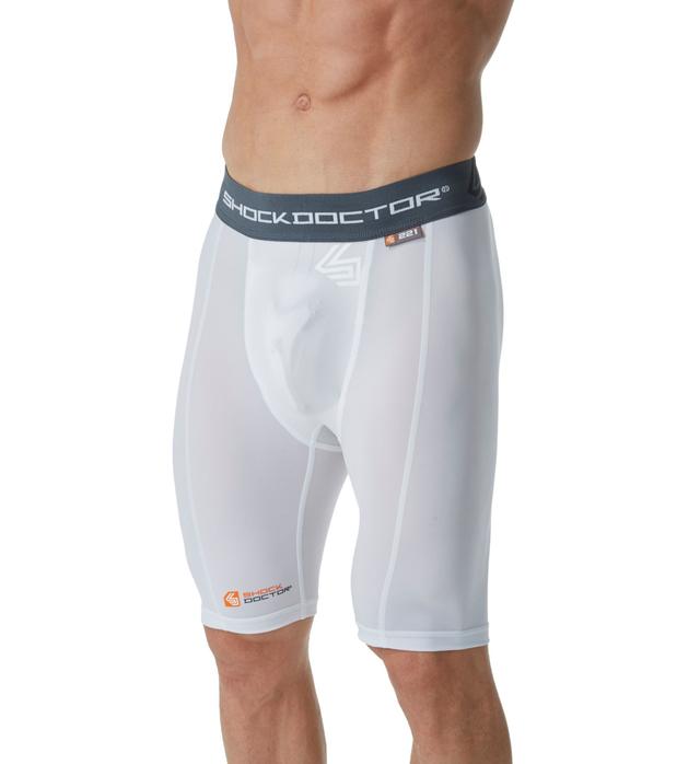 Shock Doctor Men's Core Compression Short with BioFlex Cup in White (221) | Size 2XL | HisRoom.com