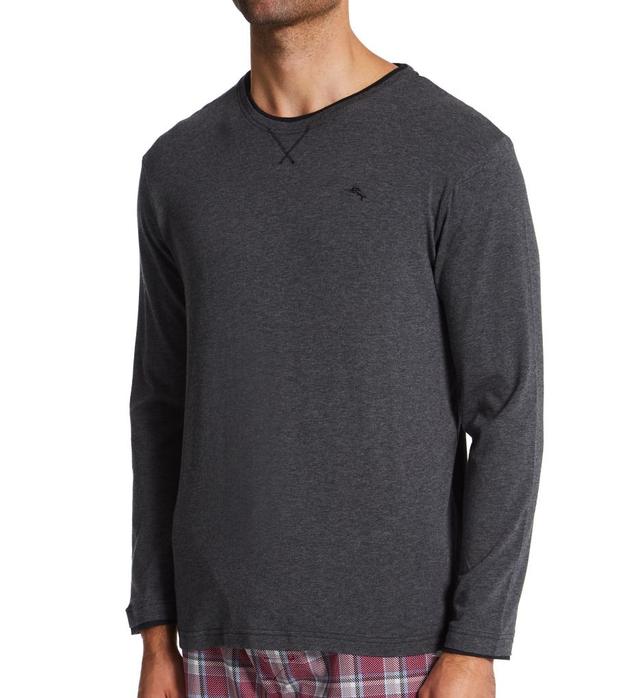 Tommy Bahama Men's Cotton Modal Long Sleeve Knit Jersey T-Shirt in Gray (TB12405) | Size Medium | HisRoom.com