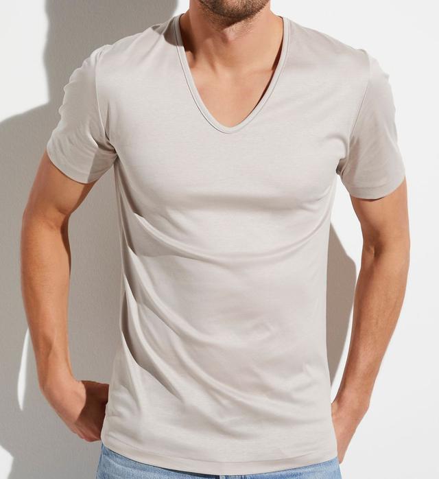 Zimmerli Men's Sea Island Luxury Cotton V Neck T-Shirt in White (2861442) | Size XL | HisRoom.com