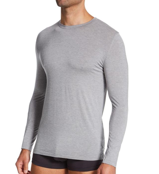 Zimmerli Men's Cozy Comfort Long Sleeve Slim Fit Crew Shirt in Gray (7188252) | Size XL | HisRoom.com