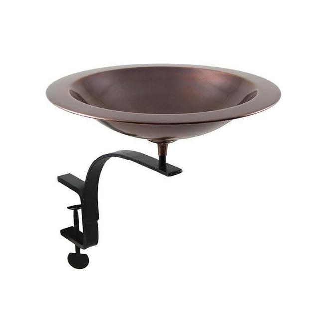 Achla  Classic II Birdbath with Rail Mount Bracket, Antique Copper