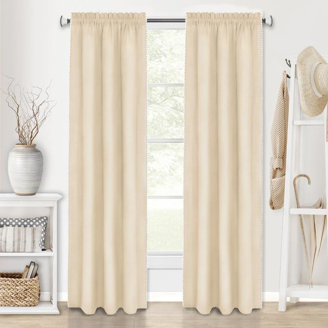 Achim KEPN63TN06 52 x 63 in. Kendal Rod Pocket Window Curtain Panel, Tan & White