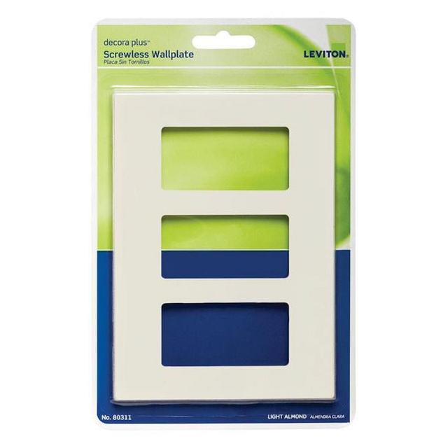 Decora Plus Almond 3 Gang Polycarbonate Rocker Screwless Wall Plate